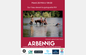 Concert gratuit sur l'eau à Cesson-Sévigné : mardi 26 mai à 19h30 devant la Guinguette RIV